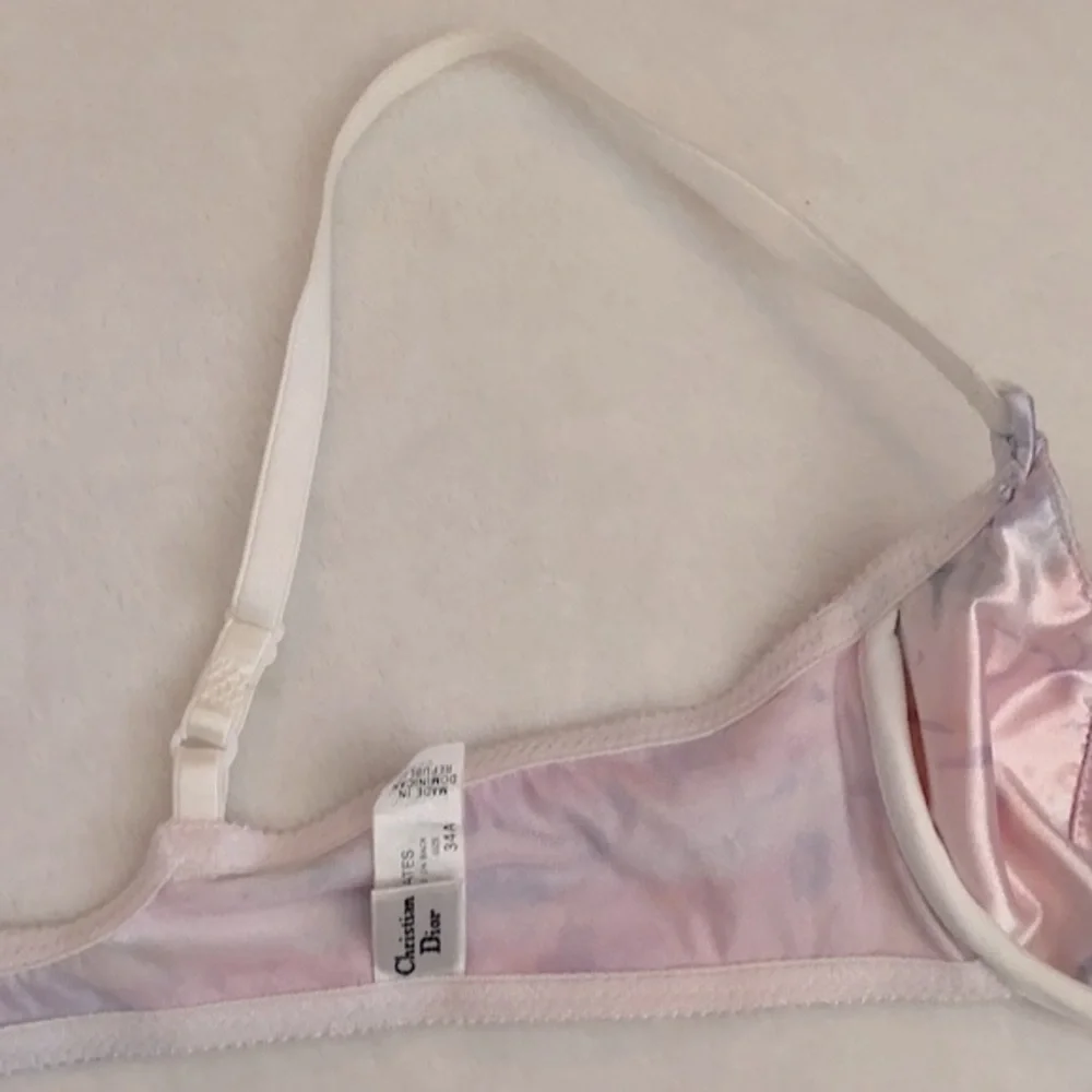 {VTG} Christian Dior | Watercolor Unlined Plunge Front Closure Underwire Bra 34A - Picture 9 of 15